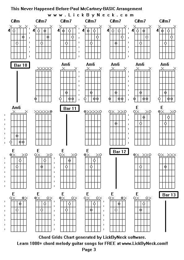 Chord Grids Chart of chord melody fingerstyle guitar song-This Never Happened Before-Paul McCartney-BASIC Arrangement,generated by LickByNeck software.